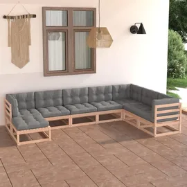 vidaXL Garten-Lounge-Set 8-tlg. Kiefer beige/grau