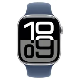 Apple Watch Series 10 GPS 46 mm Aluminiumgehäuse silber Sportarmband denim S/M