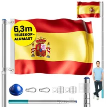 monzana MONZANA® Aluminium Teleskop 630cm Bodenhülse 60cm inkl. Flagge Flaggenmast Mast Alu