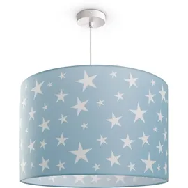 Paco Home Pendellampe Kinderzimmer Pendelleuchte Baby Lampenschirm Stoff Rund Sterne Kinderlampe E27