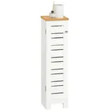 SoBuy BZR85-W Freistehend Toilettenrollenhalter Toilettenschrank Toilettenpapieraufbewahrung Badregal Badschrank Seitenschrank Badmöbel Weiß-Natur BHT ca: 20x75x18cm