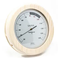Fischer 196T-03 Sauna-Thermometer – 155 mm Sauna-Bimetall-Thermometer – Holzgehäuse aus Kiefer - Made in Germany