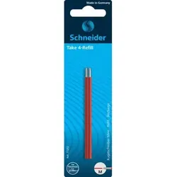 SCHNEIDER 77292 Kugelschreiber Mine Take 4-Refill rot, Blisterkarte mit 2 Stück