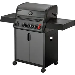 Gasgrill ENDERS "Hyde 4 SIKR Turbo", schwarz (schwarz, grau), B:135cm H:118cm T:56cm, Grills, erreicht turboschnell extrahohe Temperaturen für scharfes Anbraten​
