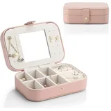 LuxusKollektion Schmuckset Schmuckkästchen Mädchen Schmuckbox Reise Pink Leder Organizer