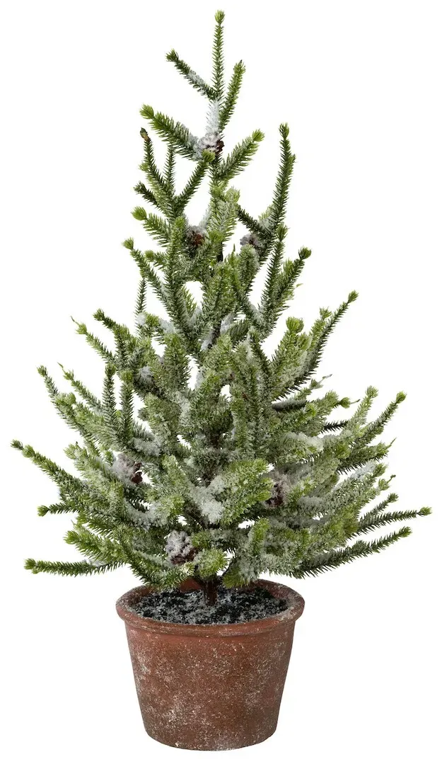 CREATIV green künstliche Pflanze Fichte mit Schnee im Topf, 55 cm, schnee