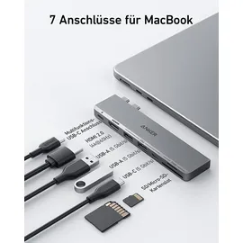 Anker 547 USB-C Hub (7-in-2, für MacBook, in Grau)