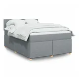 vidaXL Boxspringbett mit Matratze Hellgrau 160x200 cm Stoff