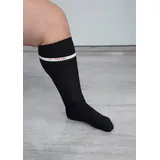 Hydas Stützkniestrümpfe XXL mit extra breiter Beinweite (2-Paar) weicher Abschlussrand, extrem dehnbar, pflegeleichte Qualität schwarz 36-38
