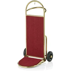 WAS Germany - Gepäckkarre, 61 x 70,5 x 121 cm, goldfarben, roter Teppich, Edelstahl