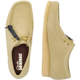 CLARKS Schnürschuh CLARKS "Wallabee Maple", Herren, Gr. 39,5, beige, Leder, Schuhe Schnürschuh, mit unnachahmlicher Kreppsohle