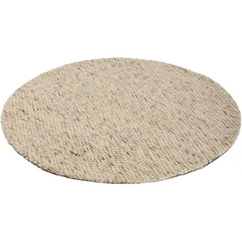 carpetfine Sina beige (dunkelbeige), H:14mm Ø:150cm, Wolle, Teppiche, grobe Struktur, Zeitloses Design, reine Wolle, Wohnzimmer