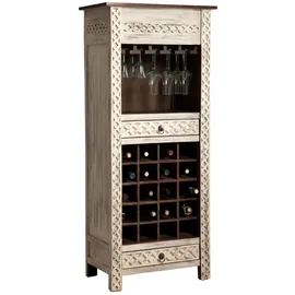 MASSIVMOEBEL24.DE Weinregal 60 x 36 x 140 cm Weiß