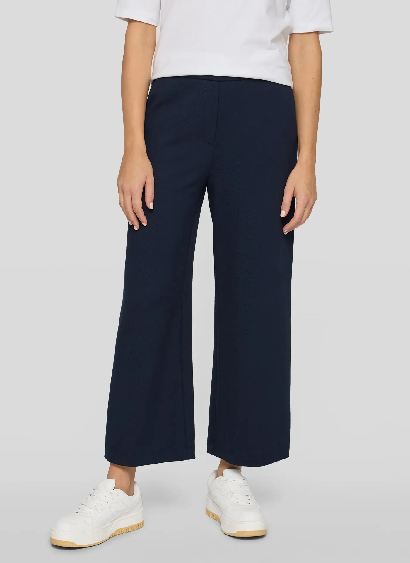 Stoffhose RABE, Damen, Gr. 40, N-Gr, blau (marine), Web, Obermaterial: 48% Viskose, 47% Polyester, 5% Elasthan, unifarben, normal 7/8-Länge, Hosen Stoffhose, 7/8-Länge, mit weitem Bein