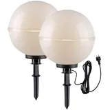 just light. LED Kugelleuchte 2er Set Kunststoff 40x40x71 cm mit Kabel und Spieß weiß
