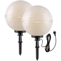 just light. LED Kugelleuchte 2er Set Kunststoff 40x40x71 cm mit Kabel und Spieß weiß