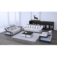 JVmoebel Sofa Sofa Couch Polster Sofa Set 3+2 Leder Couchen Sofas, Made in Europe weiß