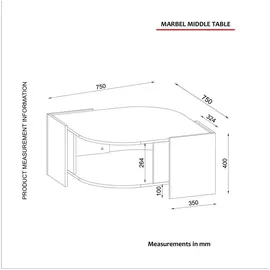 moebel17 Marbel Braun Walnuss 75 x 40 x 75 cm
