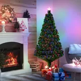 Homcom Weihnachtsbaum künstlich LED Lichtfaser Grün 150 cm