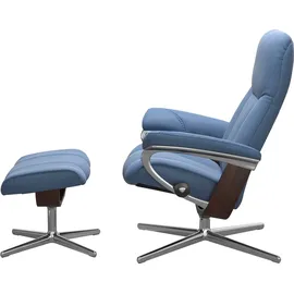 Stressless Relaxsessel STRESSLESS "Consul", blau (lazuli blau), B:82cm H:102cm T:72cm, Sessel, Relaxsessel, mit Cross Base, Größe S, M & L, Holzakzent Braun