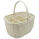 PM24 Weidenkorb Flaschenkorb Tragekorb Einkaufskorb für 6 Flaschen 40 x 30 x 30 cm weiß