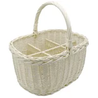 PM24 Weidenkorb Flaschenkorb Tragekorb Einkaufskorb für 6 Flaschen 40 x 30 x 30 cm weiß
