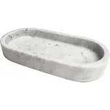 Adorist ovales Marmortablett - Tablett aus weißem Marmor - Marble Tray - Dekotablett - Serviertablett - rechteckig - Marmoroptik - weiß - oval - 11x22x4cm