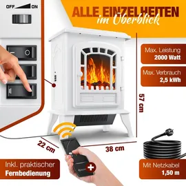 Kesser Standkamin 2000 W Weiß