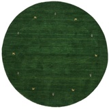 carpetfine Wollteppich Gabbeh Uni, rund, reine Wolle handgewebt, Gabbeh Tiermotiv warmes Raumklima viele Größen grün Ø 120 cm x 15 mm