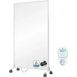 bringer-germany Bringer Infrarotheizung Standgerät - 300 Watt - Energiesparend - Mobile Elektroheizung mit Standfüßen auf Rollen, Thermostat und Fernbedienung - 5 Jahre Garantie, TÜV - Deutsche Qualitätsmarke