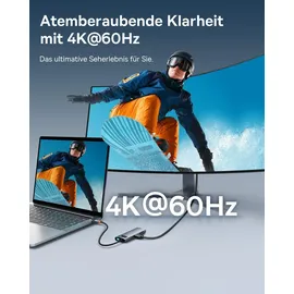 Baseus USB C Hub 7 in 1 Adapter mit 4K@60Hz HDMI, 100W PD, 3 A 3.0 5Gbps, SD/TF Kartenleser, Docking Station für iPhone 15, Laptop MacBook/Surface Pro/iPad/Steam Deck/Rog Ally/Samsung
