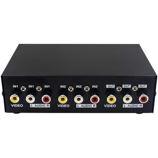 Duttek 2 Port Cinch Umschalter Audio umschalter av Switch 2 In 1 Out Composite Video L/R Audio Auswahlbox für DVD STB Spielkonsolen