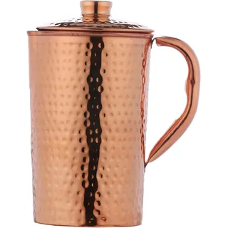 Reines Kupfer (99,74 %), gehämmerter Wasserkrug | Kupferkrug für Ayurveda-Gesundheitsvorteile (1,5 Liter)