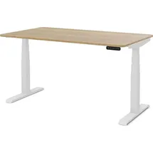 assmann büromöbel ASSMANN Elektrisch höhenverstellbarer Kinderschreibtisch JUNIOR Curved Eiche Natura Weiß, Memoryfunktion, Kollisionsschutz, 2-fach-Motorik - Braun