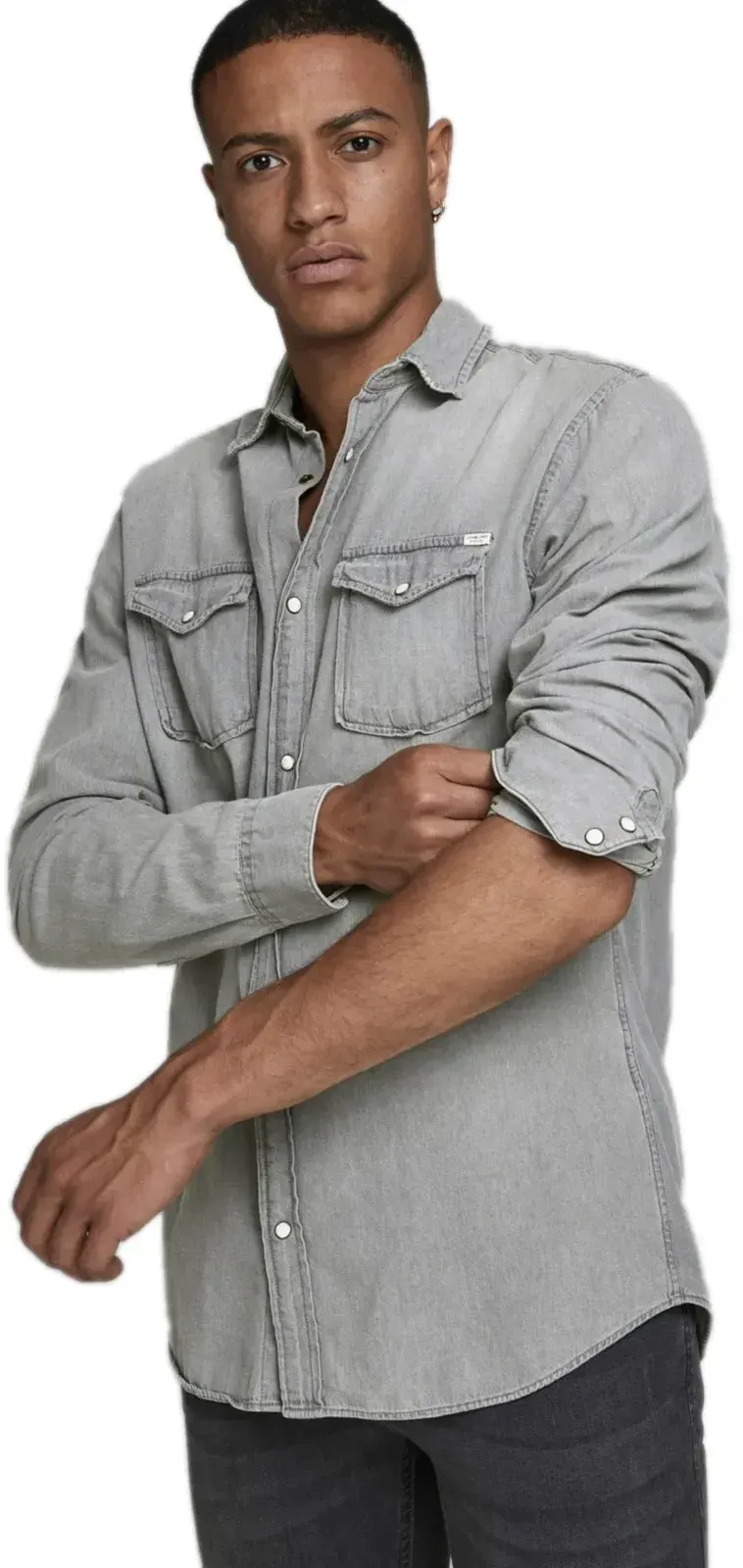 Jack & Jones Jeanshemd Heridan in grauer Used-Waschung-XL