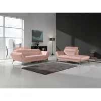 Egoitaliano Polstergarnitur Sueli, (Set), bestehend aus Sofa und Recamiere, Kopfteilverstellung, Bezug Leder rosa