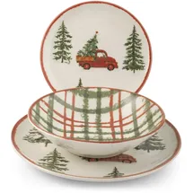 H&H Servizio Tavola Natalizio 12 Pezzi Adventure In Stoneware