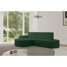 altdecor Eckcouch Cord mit Schlaffunktion und Bettkasten 2-Sitzer Grün