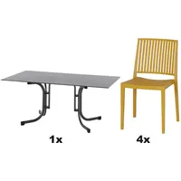 Siena Garden Gartenmöbel Set Lane 5-teilig 4 Stühle und 1 Tisch 160 cm Mustard