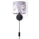 Paco Home Wandleuchte "Ela 214", schwarz, 1, Ø 18cm H: 26,5cm, Leuchten, Kinderlampe Wandlampe Mit Schalter Ø 18cm Lama Rosa Grau Kabel 3m E14, Wandleuchte