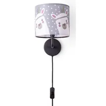 Paco Home Wandleuchte "Ela 214", schwarz, 1, Ø 18cm H: 26,5cm, Leuchten, Kinderlampe Wandlampe Mit Schalter Ø 18cm Lama Rosa Grau Kabel 3m E14, Wandleuchte