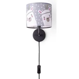 Paco Home Wandleuchte "Ela 214", schwarz, 1, Ø 18cm H: 26,5cm, Leuchten, Kinderlampe Wandlampe Mit Schalter Ø 18cm Lama Rosa Grau Kabel 3m E14, Wandleuchte