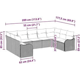 vidaXL Garten-Lounge-Set 9-tlg. grau