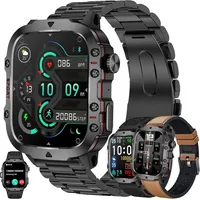 mit Telefonfunktion, 1,96 Fitnessuhr Fitness Tracker 123 Sportmodi Aktivitätstracker 5ATM Wasserdicht mit Schlafmonitor Schrittzähler Armbanduhr - Braun