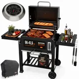 Holzkohlegrill mit Thermometer Flaschenöffner XXL BBQ Camping Smoker Stand Grill
