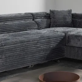 m-punkt Eckcouch Cord 2-Sitzer Grau