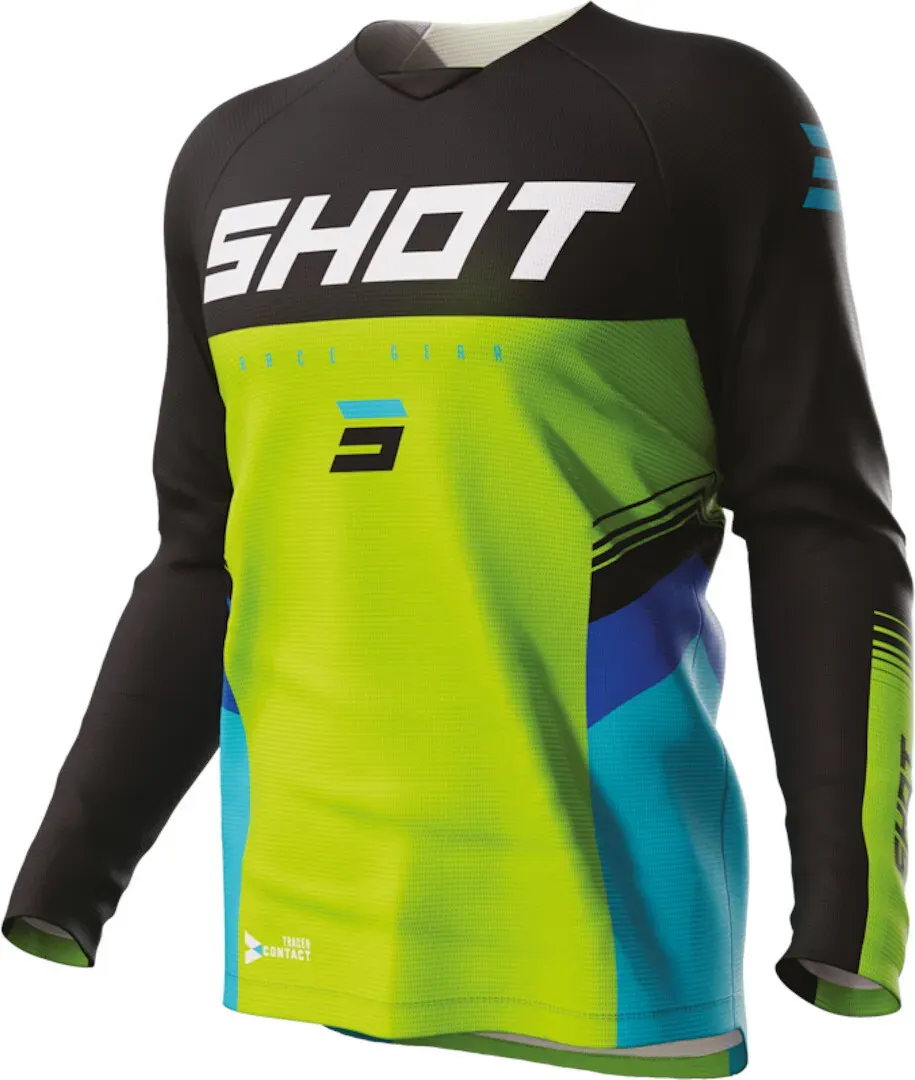 Shot Draw Tracer Motorcross shirt voor kinderen, zwart-groen, 6 - 7