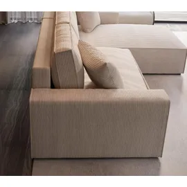 beautysofa Ecksofa Parys L-form Polsterecke mit Cord-Bezug mit Schlaffunktion und Bettkasten 290 cm Sofa l-förmig, Farbe: Marineblau, Poso 05 - Blau