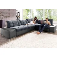 Ecksofa SIT & MORE "Pale L-Form" Sofas Gr. B/H/T: 280cm x 84cm x 251cm, Luxus-Kunstleder-Softstruktur, langer Schenkel links, ohne Bettfunktion, schwarz (schwarz/grau) inklusive Kopfteilverstellung, wahlweise mit Bettfunktion