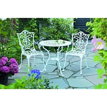 Merxx Lugano Set 3tlg. 2 Sessel, weiß Tisch Ø 70cm Aluminiumguss